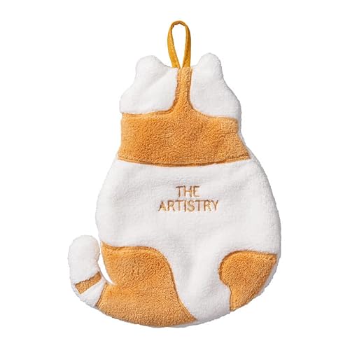 STARRY G Cartoon Handtuch, Fuzzy-Korallen-Fleece-Handtuch, niedliche Katzenform Plüsch-Handtuch, Handtücher mit Aufhängeschlaufe für Badezimmer Küche, super saugfähiges Handtuch von STARRY G