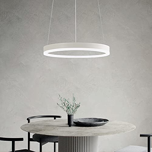 Moderne Pendelleuchte, LED-Pendelleuchte, verstellbare weiße Pendelleuchte, 20 W, für Wohnzimmer, Esszimmer, Schlafzimmer von STARRYOL