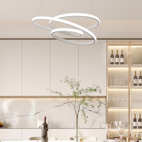 STARRYOL LED Pendelleuchte, kreisförmiger Restaurant Kronleuchter, minimalistische Deckenleuchte mit unregelmäßigem Design für Schlafzimmer, Wohnzimmer – 68 Watt weißes Licht von STARRYOL