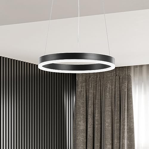 STARRYOL Moderne Pendelleuchte, LED Pendelleuchte, Deckenleuchte 20W für Wohnzimmer Esszimmer Schlafzimmer-schwarz von STARRYOL