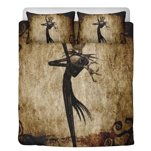 STARSAY Nightmare Before Christmas Kinder Jugendliche Bettwäsche Mikrofaser Bettbezug Mit Reißverschluss Set Weiche Bettwäsche-Sets Pflegeleicht 3-teilig (Skellington) von STARSAY