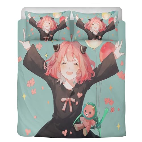 STARSAY Spy x Family Anime Bettwäsche-Sets Fanartikel Kinder Bettwäsche Mikrofaser Bettbezug 135x200 Mit Reißverschluss Bettwaren-Sets Mädchen Geschenke (Forger Anya) von STARSAY