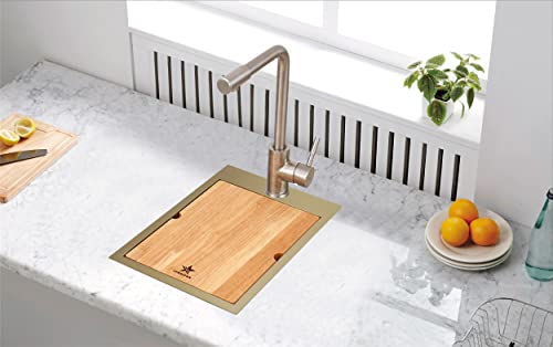 STARSTAR Workstation Ledge Top-Montage/Drop-in Gold 304 Edelstahl Matte Einzelschüssel für Küche, Hof, Büro, Bar, Waschtisch, 15 x 20 x 10 cm STARSTAR Workstation Ledge Top-Montage/Drop-in Gold 304 Edelstahl Matte Einzelschüssel für Küche, Hof, Büro, Bar, Waschtisch, 15 x 20 x 10 cm von STARSTAR