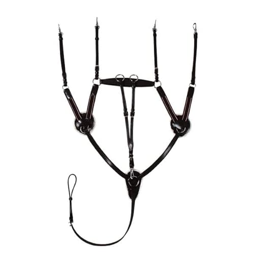 Start 5-Punkt Vorderzeug aus Leder für Pferde – mit abnehmbarem Martingal, elastisch, mit Schaffell, einstellbar – Warmblut, Vollblut, Kaltblut – Edelstahl-Beschläge (Pony, Schwarz) von START ENJOY THE RIDE