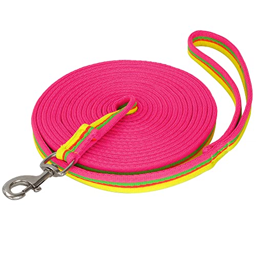 Start Longierleine für Reitsport Longe Pferd 8m Softlonge aus Nylon, Pferdelonge mit Handschlaufe, Schleppleine, Zügel mit Karabiner, Bodenarbeitsseil Pferd (Neonpink/Neongrün-orange/Neongelb) von START ENJOY THE RIDE