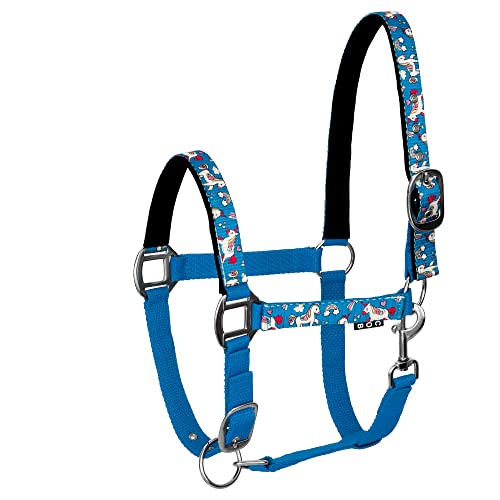 Start Unicorn36 Halfter für Pferde Vollblut, Pony – Stallhalfter mit zweistufiger Verstellung - Kinn und Genickstück – Weidehalfter, Pferd Halfter Warmblut neoprengefüttert (Hellblau, Full) von START ENJOY THE RIDE