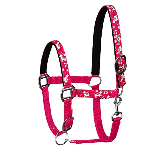 Start Unicorn36 Halfter für Pferde Vollblut, Pony – Stallhalfter mit zweistufiger Verstellung - Kinn und Genickstück – Weidehalfter, Pferd Halfter Warmblut neoprengefüttert (Rosa, Pony) von START ENJOY THE RIDE