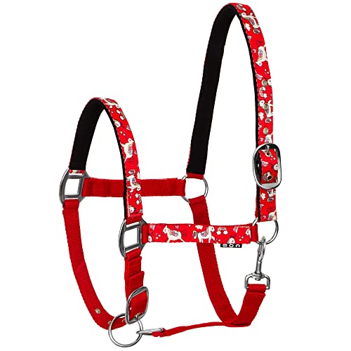 Start Unicorn36 Halfter für Pferde Vollblut, Pony – Stallhalfter mit zweistufiger Verstellung - Kinn und Genickstück – Weidehalfter, Pferd Halfter Warmblut neoprengefüttert (Rot, Cob) von START ENJOY THE RIDE