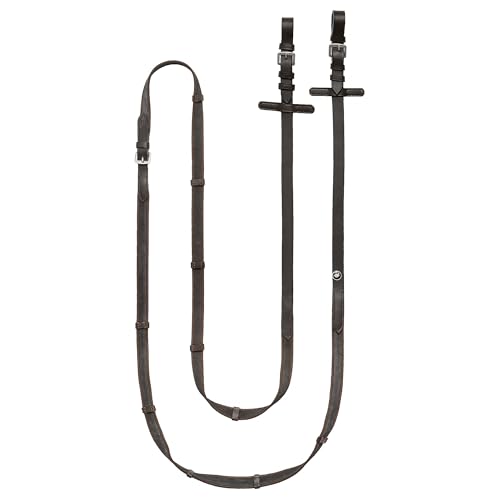 Start Zügel für Pferde Ponys – SuperGrip Gummizügel 19 mm – Antirutschzügel mit Stoppern – gummiertes Gurtband – Edelstahl-Beschläge (Braun, Full) von START ENJOY THE RIDE