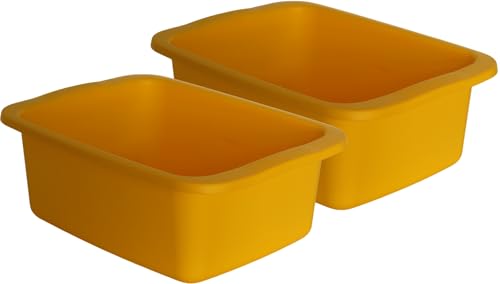 2-teiliges rechteckiges Mehrzweck-Schüssel-Set, 10 l Fassungsvermögen, 42 x 31 x 15,5 cm, recyceltes und chemikalienbeständiges Polypropylen, Gelb von START
