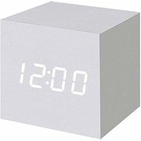 Start - LED-Digitalwecker aus Holz, digitale Würfeluhr mit Datums- und Temperaturanzeige, USB-/Batterieanschluss (weiß) von START