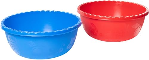 MACHIAVELLI START Set 2 Stück Salatschüssel Mehrzweckschale Schüssel rund rot blau Durchmesser 26 cm Höhe 12 cm - aus lebensmittelechtem Polypropylen Copolymer von START