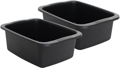 Set mit 2 rechteckigen Mehrzweckbecken, schwarz, Fassungsvermögen 10 l – 42 x 31 x 15,5 cm – aus recyceltem und chemikalienbeständigem Polypropylen von START