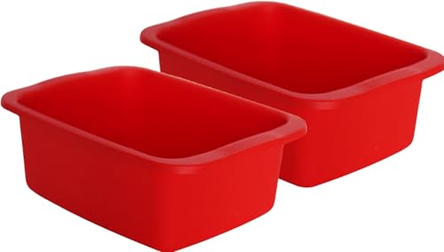 Set mit 2 rechteckigen Mehrzweckbecken, Fassungsvermögen 10 l – 42 x 31 x 15,5 cm – aus recyceltem und chemikalienbeständigem Polypropylen (rot) von START