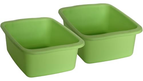 Set mit 2 rechteckigen Mehrzweckbecken, grün, Fassungsvermögen 10 l – 42 x 31 x 15,5 cm – aus recyceltem und chemikalienbeständigem Polypropylen von START