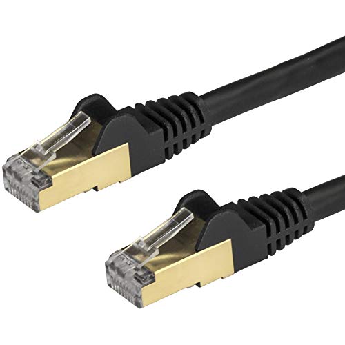 StarTech.com 0,5m Cat6a Ethernet Kabel, geschirmt (STP), Cat6a Netzwerkkabel, Cat6a Patchkabel, Cat 6a, Schwarz von StarTech