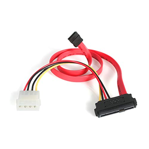 StarTech.com SAS auf SATA Slimline Kabel, SAS SATA SFF-8482 mit IDE Stromkabel, 1 x SATA (7pin) 1 x SFF-8482 (29pin) 1 x LP4 (Stecker) von StarTech.com