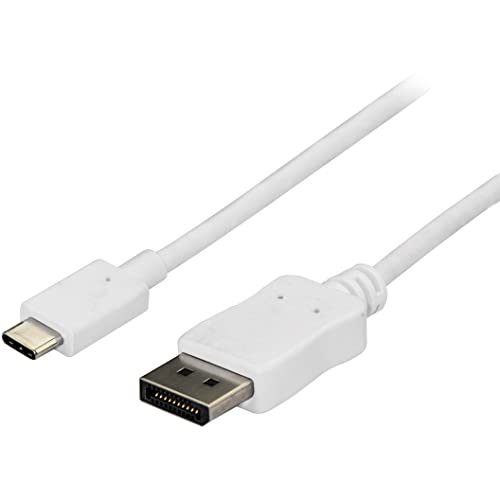 StarTech.com 1,8m USB-C auf DisplayPort 1.2 Kabel 4K 60Hz - USB-C auf DP Adapterkabel/Videoadapter - HBR2 - USB-C DP Alt Mode DP Monitor Videokabel - Thunderbolt 3 kompatibel - Weiß (CDP2DPMM6W) von StarTech.com