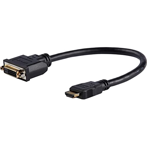 StarTech.com HDMI auf DVI Adapter - Mobiler Konverter mit HDMI Stecker und DVI Buchse - 1080p DVI-D Bildauflösung - Verbindungskabel im Dongle Format mit 20 cm Langem Kabel(HDDVIMF8IN) von StarTech