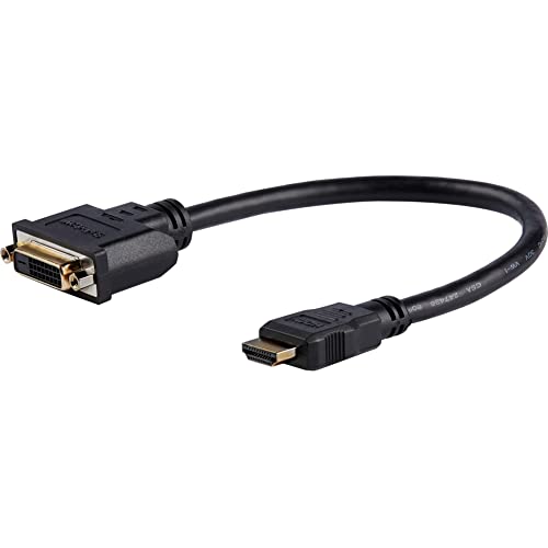 StarTech.com HDMI auf DVI Adapter - Mobiler Konverter mit HDMI Stecker und DVI Buchse - 1080p DVI-D Bildauflösung - Verbindungskabel im Dongle Format mit 20 cm Langem Kabel(HDDVIMF8IN) von StarTech.com