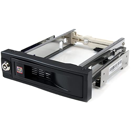 StarTech.com 5.25 Zoll Mobiles Hot Swap Wechselrahmen für 3.5 Zoll Festplatten - Internes SATA Backplane Gehäuse ohne Separaten Laufwerk Gehaüse - Abschließbarer Laufwerksschacht (HSB100SATBK) von StarTech