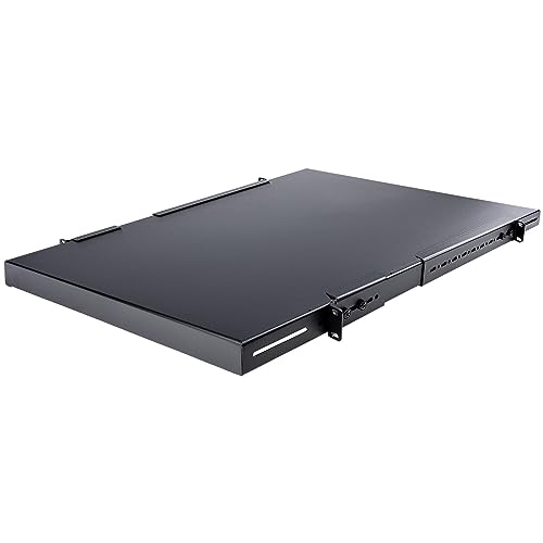StarTech.com 1HE Verstellbares Server Rack Fachboden - 150 kg - 49,5 bis 97,4 cm Verstellbare Einbautiefe - Universales Ablagefach für 19 Zoll AV/Netzwerk/Server Schränke - 70 cm tief (ADJSHELFHD) von StarTech