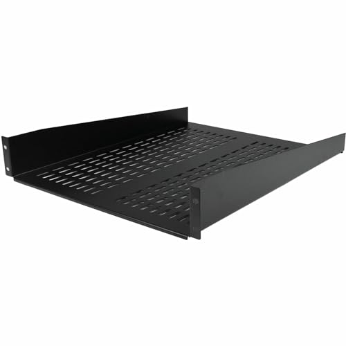 StarTech.com 2HE Rack Fachboden - Universelles perforiertes Fachboden/Kragarmfachboden für 19 Zoll Netzwerkschränke/Racks - Hochbelastbarer Stahl - Tragkraft 23kg, 55,8cm Tief (CABSHELF22V) von StarTech.com