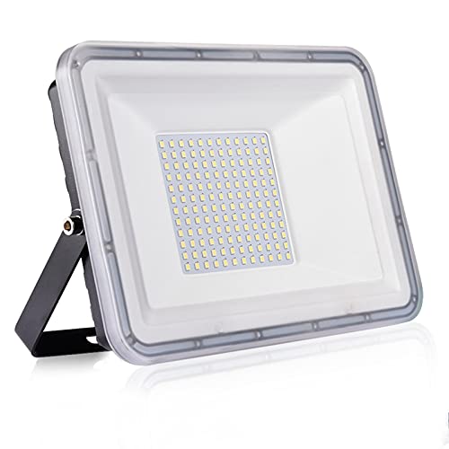 NIKEEYEN 100W LED Strahler Außen,Wasserdicht IP67 Led Flutlicht 10000LM 6500K kaltweiß led Scheiwerfer AußenStrahler für Hof Garage, Terrasse, Balkon,Lagerhaus,Spielplatz von NIKEEYEN