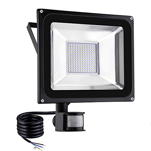 NIKEEYEN 100W LED Strahler mit Bewegungsmelder, Wasserdicht IP65 LED Flutlicht 10000LM 3000K Warmweiß Außen Scheinwerfer für Garten,Garage,Sportplatz, Parkplatz von NIKEEYEN