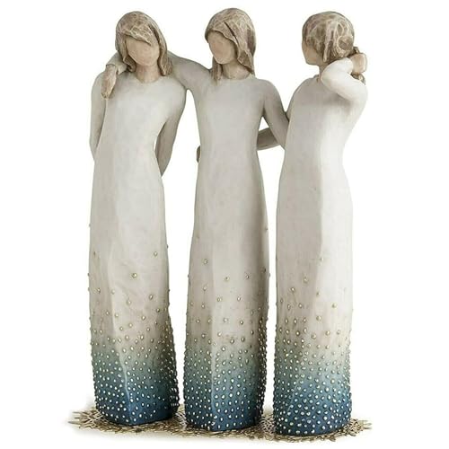 3 Schwestern Willow Tree Figuren Resin Desktop-Ornament, Gemeißeltes Handbemalte Figur Haus Dekorative Statue Geschenk Für Freunde Schwestern, Blau von STARTONYOU