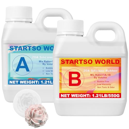 STARTSO WORLD Flüssiges Silikonkautschuk, 1L/1.1kg 20A Silikon Formenbau Kit, Transluzenter Silikonkautschuk für den Formenbau, ideal für DIY Harzformen, Kerzenform, Seifenform, Gießen,Basteln STARTSO WORLD Flüssiges Silikonkautschuk, 1L/1.1kg 20A Silikon Formenbau Kit, Transluzenter Silikonkautschuk für den Formenbau, ideal für DIY Harzformen, Kerzenform, Seifenform, Gießen,Basteln von STARTSO WORLD