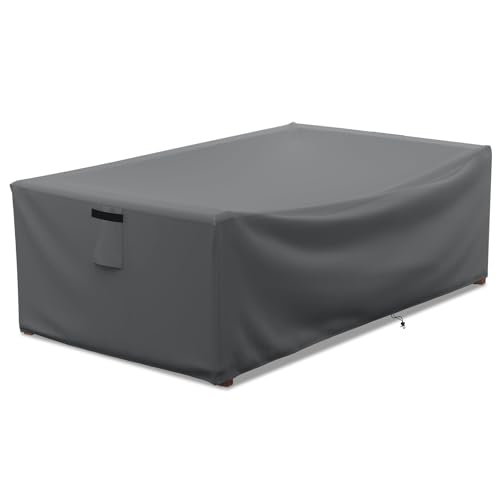 STARTWO Abdeckung für Terrassenmöbel, wasserdicht, für Couchtisch, strapazierfähig, langlebig, rechteckig, für den Außenbereich, passend für bis zu 122 x 71 x 33 cm, Grau von STARTWO