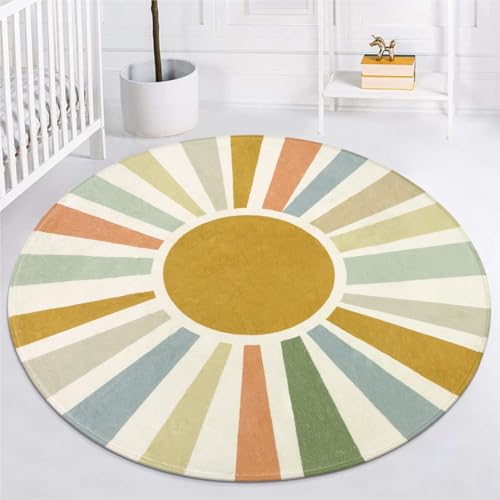 STARUIA Boho-Teppich, waschbar, 152 cm, runder Teppich für Schlafzimmer, Regenbogenkreis, Kinderteppich für Büro, rutschfester Kreis, weicher Sonnenschein für Schlafsaal, Kinderzimmer, Sofa STARUIA Boho-Teppich, waschbar, 152 cm, runder Teppich für Schlafzimmer, Regenbogenkreis, Kinderteppich für Büro, rutschfester Kreis, weicher Sonnenschein für Schlafsaal, Kinderzimmer, Sofa von STARUIA
