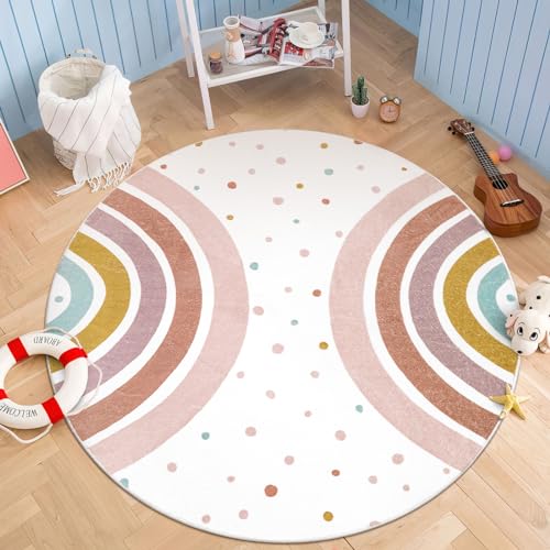 STARUIA Runder Regenbogen-Teppich für Kinderzimmer, 152 cm, waschbar, Kinderteppich für Spielzimmer, rutschfeste bunte Teppiche für Klassenzimmer, große Prinzessinnen-Teppiche, weicher STARUIA Runder Regenbogen-Teppich für Kinderzimmer, 152 cm, waschbar, Kinderteppich für Spielzimmer, rutschfeste bunte Teppiche für Klassenzimmer, große Prinzessinnen-Teppiche, weicher von STARUIA