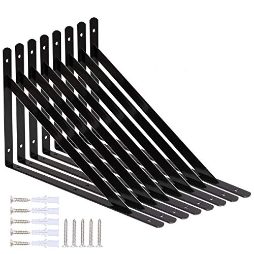 STARVAST 8 Stück Regalhalterungen Schwerlast, räger 90 Grad Wand-Winkel Regalhalterung Metall Regalträger mit Schrauben Wand Regalträger Eisen Regalwinkel für Winkel Regal (300x190mm), Schwarz von STARVA ST