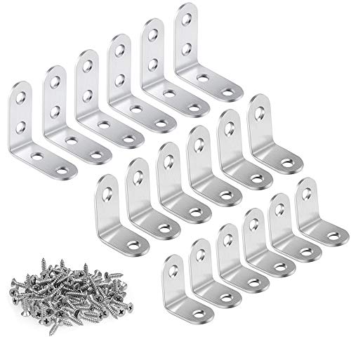 Eckverbinder, STARVAST 16pcs Edelstahl 90 Grad rechtwinklig Eckwinkel - 40 x 40 x 16mm L-förmige Möbelverbinder Eckverbinder Joint Corner Connector mit 64pcs Schrauben von STARVAST