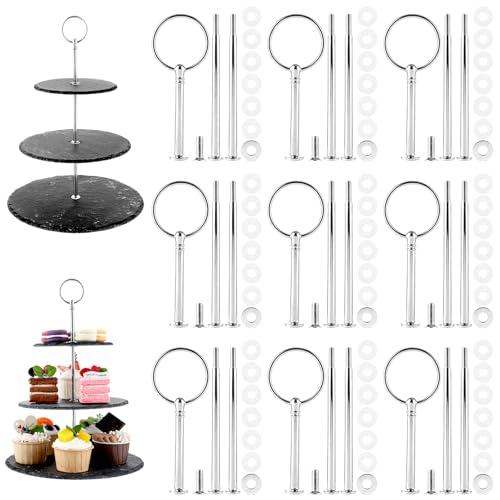 STARVAST 10 Set Etageren Stangen Set, 3 Etage Etagere Stangen Etagere Bausatz Silber Etageren Stangen Vintage Metallstangen Etagerenhalter Für Partyhochzeits Displayständer，Obsttablett, Snackteller von STARVAST