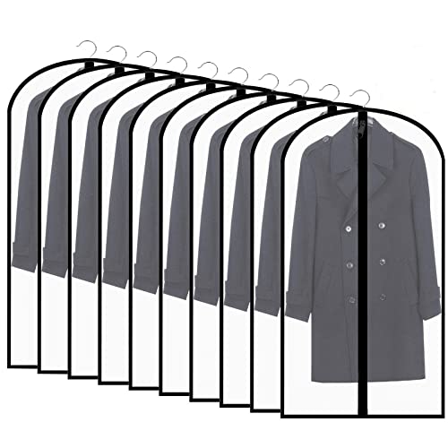 STARVAST 10 Stück Schwarz Rand Transparente Kleidersack Kleiderhüllen Abdeckung mit Reißverschluss, Kleiderhülle Anzugsack Abendkleid Brautkleid Mäntel Hemden Mottenschutz Wasserdicht - 60 x 140 cm von STARVAST