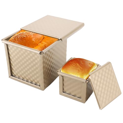 STARVAST 2 Stück Toastbrot Backform Mit Deckel，Toast Brot Backform Set, Antihaft Brotbackformen Kastenform Mit Belüftungslöchern Für Toast Kuchen, Champagner Gold, 2 Größen von STARVAST