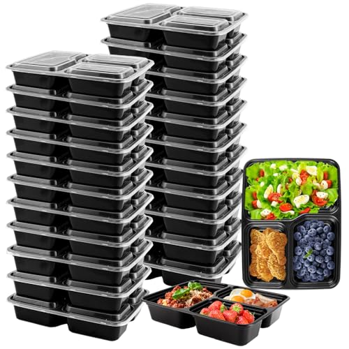 STARVAST 25er Pack 3-Fach Meal Prep Container Essensbox,33.8 oz/1000ML Lunch Boxen, BPA frei wiederverwendbare Lebensmittel Lagerung mit luftdichten Deckel,Gefrierschrank,Mikrowelle STARVAST 25er Pack 3-Fach Meal Prep Container Essensbox,33.8 oz/1000ML Lunch Boxen, BPA frei wiederverwendbare Lebensmittel Lagerung mit luftdichten Deckel,Gefrierschrank,Mikrowelle von STARVAST