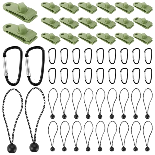 STARVAST 60 Stück Planenbefestigung Zeltschelle Clips, Planenclips Mit 20PCS Planenspanner Und 20PCS D-förmige Karabine für Sonnensegel Clips für Sonnensegel Camping,Abenteuer Oder Picknick Usw von STARVAST