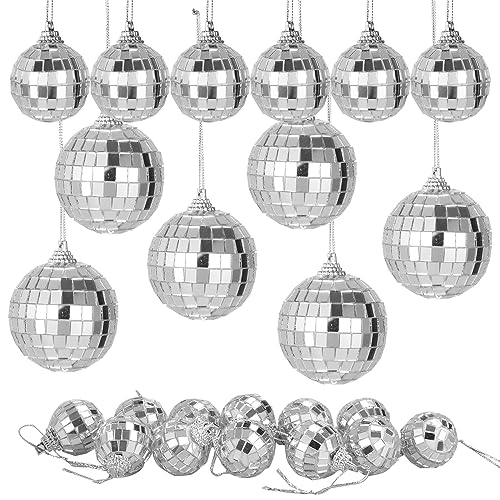 STARVAST 72 Stück Disco Spiegel Ball, 2/3 / 5 cm Silber Hängekugel Spiegelkugel Discokugeln Mirrorball Glänzende Disco Ball für Weihnachtsbaum Hochzeit Geburtstagsfeier Dekoration Lichteffekt von STARVAST