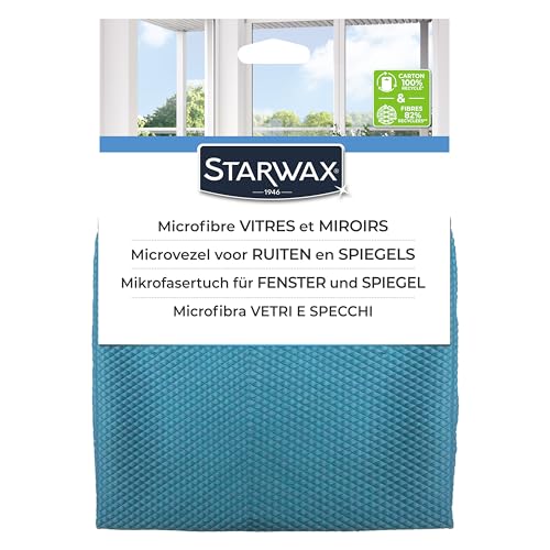 STARWAX - Mikrofasertuch Fenster & Spiegel - X 4 - Wabenstruktur nimmt Schmutz und Mikrotröpfchen auf - Entfernt Kalkschleier - Verkratzt Nicht - - Polyester/Polyamid - 32 x 36 cm von STARWAX