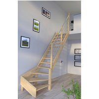 STARWOOD Raumspartreppe »Korfu«, Fichtenholz, 1/4 gewendelt rechts, ohne Setzstufen, mit Holz-Edelstahl Geländer - braun STARWOOD Raumspartreppe »Korfu«, Fichtenholz, 1/4 gewendelt rechts, ohne Setzstufen, mit Holz-Edelstahl Geländer - braun von STARWOOD