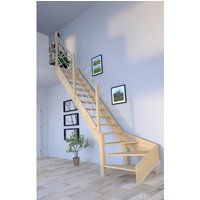 STARWOOD Raumspartreppe »Korfu«, Fichtenholz, 1/4 gewendelt links, ohne Setzstufen, mit Holz-Edelstahl Geländer - braun von STARWOOD