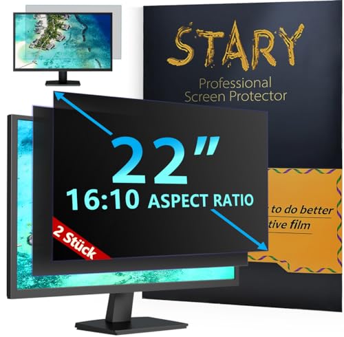 STARY 2 Stück Computer Bildschirm Blickschutzfilter für 22 Zoll Monitor 16:10 Seitenverhältnis, Anti-Blaulicht Displayschutz, 22 Inch Abnehmbare Privacy Screen Filter, Blendschutz Schutzfolie von STARY