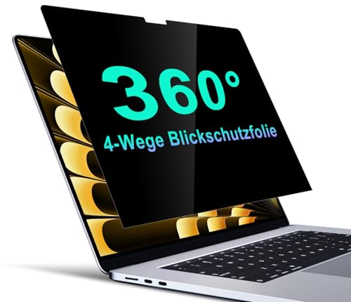 STARY 360° Blickschutzfolie für MacBook Air 15 Zoll (2023-2025,M2,M3,M4),4-Wege Sichtschutz Folie,Selbstklebende Anti Spy Anti Blendfrei und Anti-Blaulicht Laptop Sichtschutzfilter von STARY