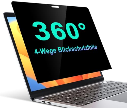 STARY 360° Blickschutzfolie für MacBook Pro 13 zoll (2016-2022) & MacBook Air 13 zoll (2018-2021),Selbstklebende 4-Wege Sichtschutz Folie,Anti Spy Anti Blendfrei und Nicht entfernbar Sichtschutzfilter von STARY