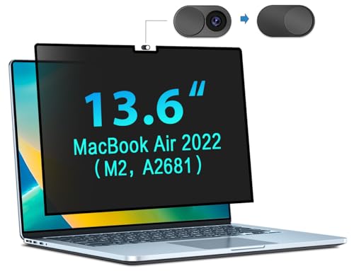 STARY Sichtschutzfolie für Macbook Air 13,6 Zoll (2022-2025), M2/M3 Chips, Nano-Kleber Abnehmbarer Blickschutzfilter,Schwarz Sicherheitsschutz,Kompatibel mit MacBook Air 13,6 Zoll Blickschutzfolie von STARY
