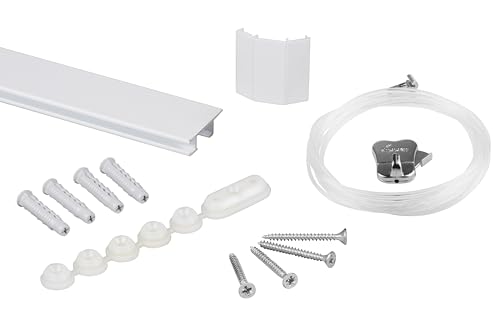 STAS Bilderschienen - Cliprail Max + Perlonseil 150 cm + Zipper Bilderhaken von STAS Picture Hanging Systems